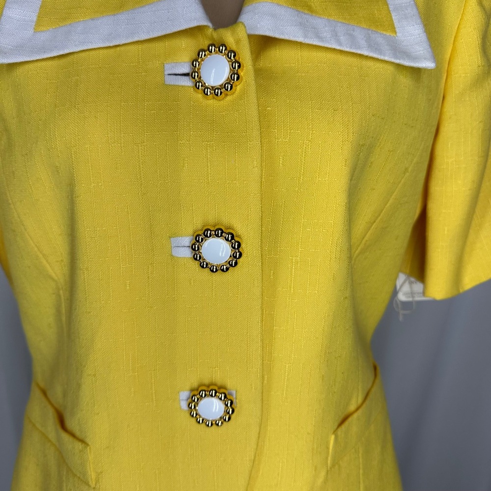 Morgan Miller Yellow Rayon Polyester 2 Pc Skirt Suit Size 8 Petite Career - Picture 6 of 16